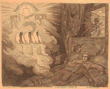Kaz Psychic - History of Oneiromancy - Dream analysis - Tom Paine asleep having a nightmare